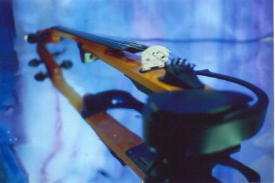 Violin with green light